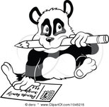 1045215-Royalty-Free-RF-Clip-Art-Illustration-Of-A-Black-And-White-Outline-Of-A-Panda-Writing-A-.jpg